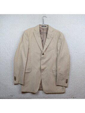 Arnold Brant Silk / Wool Blazer Pin Striped Cream Beige Sport Coat Men’s 42R